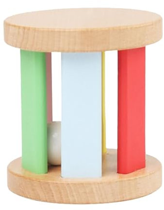 Amagogo Rassel, Holzspielzeugrassel mit Glocke, Hand-Auge-Koordination Montessori-Rollrassel für Kinder im Alter von 6–12 Monaten