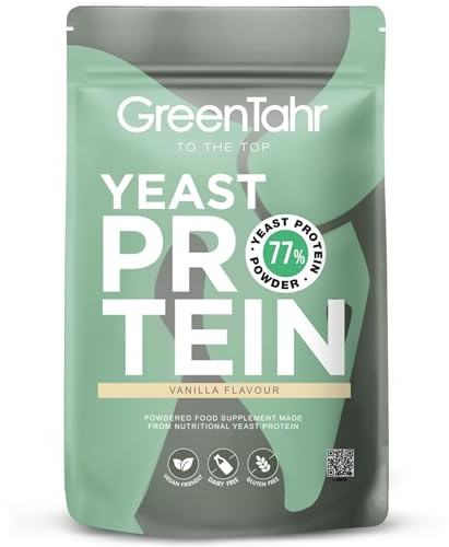 Green Tahr Proteine Vegane in Polvere di Lievito Nutrizionale Inattivo con Aroma di Vaniglia 750g. 77% Proteine per Aumento Massa Muscolare, Origine Non Animale, Senza Zucchero Aggiunto né Glutine