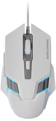 Mars Gaming MM024, Gamingmus RGB, Optisk Sensor 4000 DPI, Mekaniska Huano Switchar, RGB Flow Belysning, On-the-fly Justering 1200/2400 / 3200/4000 DPI, Multiplattforms Kompatibilitet, Vit
