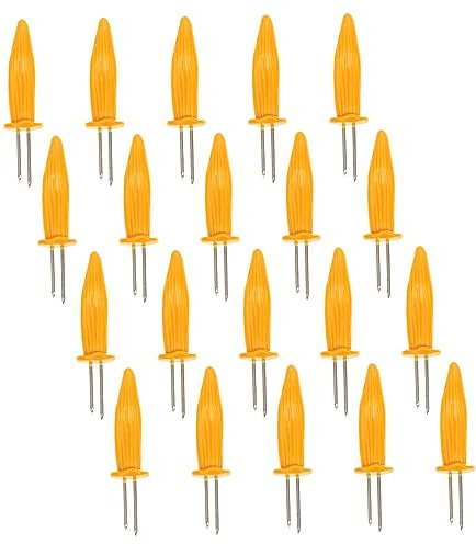 CIYODO 40 Pièces Fourchette à Fruits Broches De Barbecue Porte-maïs Grillés Brochettes D'épis De Maïs Fourches à s Pour Barbecue Brochette De Supports De Gril Yellow Plastique