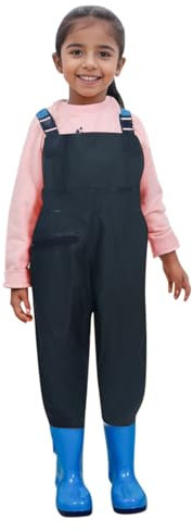 Kinderwathose Wathose Kinder, Jugendliche Jungen Mädchen Brust Wathose, Regenhosen Anglerhose Kinder mit Brusttasche Verstellbarer Riemen, Kinder Angeln Wathose Stiefel (AG-1, 12-13 Jahre)