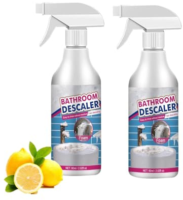 2 Stück Reiniger für hartnäckige Flecken, Schaumreiniger fürs Badezimmer, Badezimmer-Entkalker-Spray, Duschreiniger gegen Kalkablagerungen, Allzweck-Reinigungsschaumspray, 60 ml