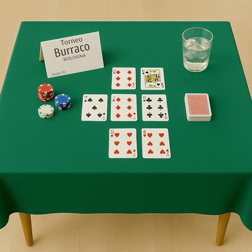 Byour3 - Paño Verde De Juego para Mesa - Cuadradas O Rectangulares Cartas De Poker Torneo Burraco Mantel De Tómbola Navideña Protector para Juegos De Mesa Billar Verde (6 plazas 180x145 cm)
