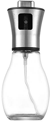 Pulverizador de aceite reutilizable de vidrio con pulverizador de acero inoxidable para cabeza de botella fina para cocinar