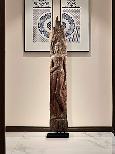 Home Decoration Gartenskulptur aus Holz mit geprägter thailändischer Waise-Buddha-Statue, Wohnzimmerdekoration, Südostasien, thailändische Ladenboden-Bürodekoration Ornaments