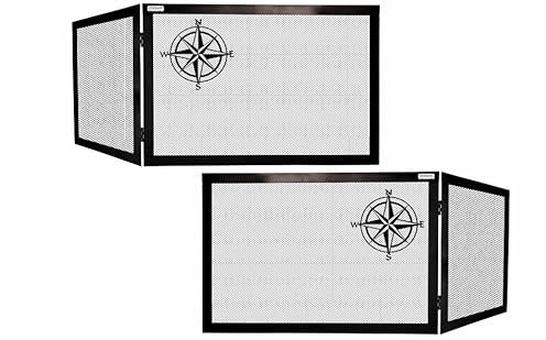 Pare-étincelles d’Angle Réversible pour Cheminée 90×50×50 – Modèle Dolomite Rose des Vents en Fer Forgé – Grille de Protection Sécurité Pare-feu Élégante Contre Étincelles et Feu