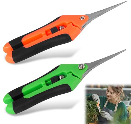 Bubuny 2 Pezzi Forbici da Potatura Bonsai Fiori Rose Giardino, Forbici Idroponiche Multiuso con Lama Curvata, Forbici da Rifinitura con Manico di Bloccaggio per Bonsai Frutta Bouquet