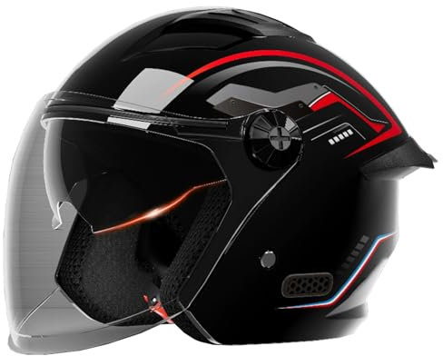 retrò Casco Scodella Portatile Mezzi Caschi Jet, Mezzo Casco da Motociclista Vintage Caschi Caschi Casco A Scodella Scooter Motorino ECE Omologato Mezzo Elmetto da Moto retrò