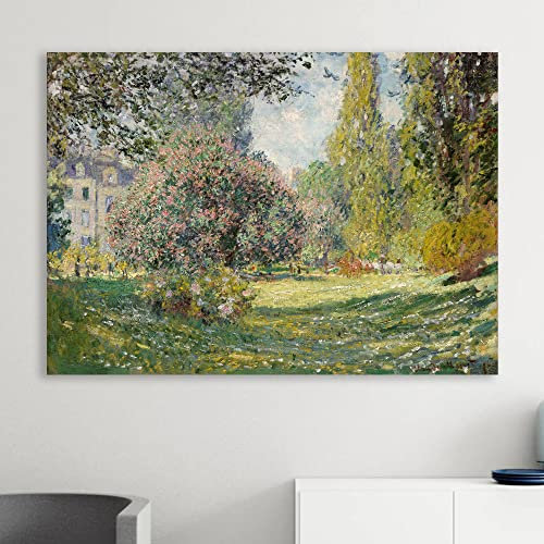Claude Monet Parc Monceau 70x100cm Riproduzione Artistica - Quadro su Tela in Cotone con Telaio, Pronto da Appendere, Quadri Moderni Soggiorno, Arredo Casa Ufficio, Eco-Friendly, Made in Italy