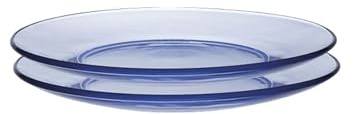 Supercap - Plato de cristal transparente templado de 9.25 pulgadas, plato decorativo de vidrio para ensalada, postre, mesa de comedor de cocina, paquete de 2 (azul claro, 2 unidades)