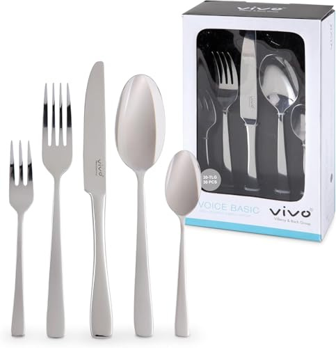 vivo by Villeroy und Boch Group - Voice Basic Tafelbesteck, 60-tlg., für bis zu 12 Personen, Edelstahl, rostfrei, spülmaschinengeeignet
