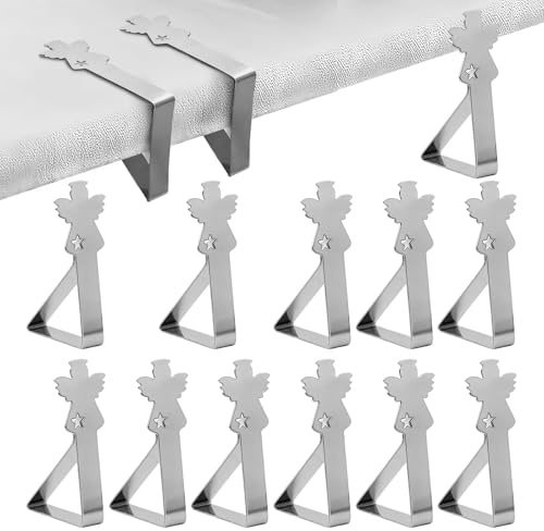 Tischtuchklammern Edelstahl, 12 Stück Tischdeckenklammern Tischabdeckungsklemmen Tischdeckenhalter Tischklammern Tischdecke Clips für Dicke Tische Gartentisch Restaurant Esstisch Draußen (Engel)