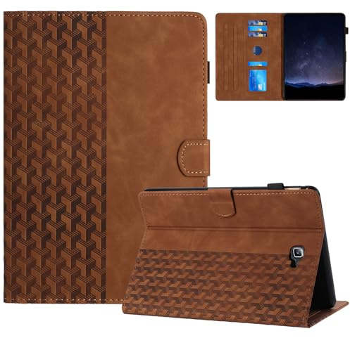 DayQiQiPu Cas de Protection pour Samsung Galaxy Tab A S-Pen SM-P580/P583/P585 (10,1 Pouces) Étui Intelligent en Cuir PU à Motif Cube 3D avec et Auto Veille/Réveil Housse Flip Support Cover, Brun