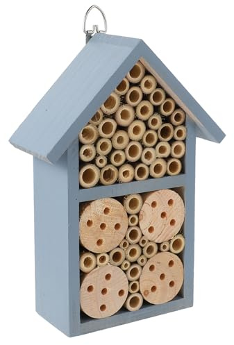 DOITOOL Insektenhotel Holz Bienenhaus Garten Dekoratives Wildbienenhaus Mit Haken Überwinterungsschutz Außenbereich