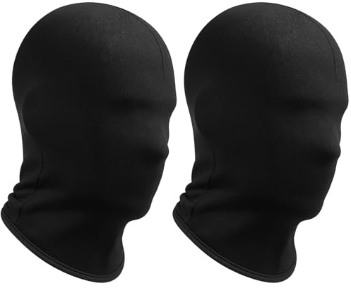 MUNSKT Black Full Face Mask,Full Black Head Cover Mask,Unisex Faceless Skin Masks Halloween Dress Up Cosplay Party Costume Carnival Night Role Playing (2 black full face covers)