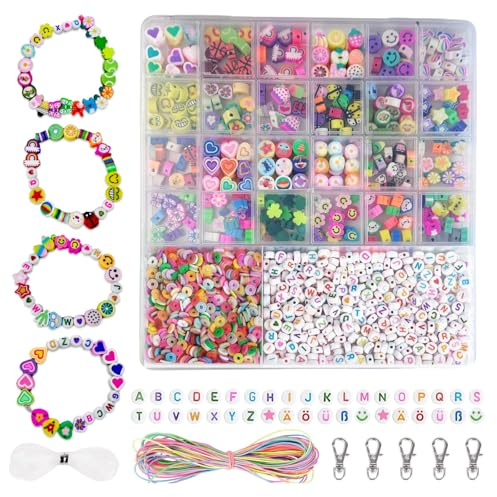 xolear 1 800 st armbandstillverkningspärlor, gör-det-själv-armbandstillverkningskit med 26 sorters pärlor, färgset för att skapa smycken, kreativa presenter lämpliga för barn från 6 år