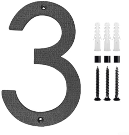 Vidonergy House Number Sign | 12 Inch Large Outdoor House Numbers for Exterior Wall, Door or Fence | Matte Black ABS Numbers with Mounting Hardware Included | Suitable(3)