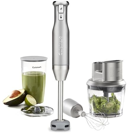 Power Blend Mixeur Plongeant | Mixeur à Main 400 Watts | Contrôle de Vitesse Variable | Bol de Robot Culinaire & Fouet | Cloche Anti-Rayures Sans BPA | Contenant Prep-and-Go | Lame en Acier Inoxydable