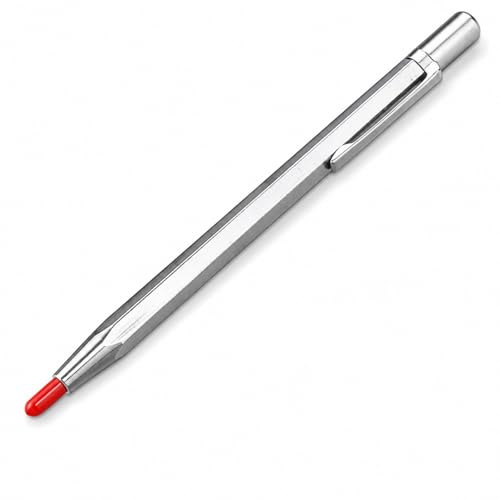 Tungsten Carbide Scriber Pen Knurled Handle Heavy Duty Metal Engraving Tool | Durable aluminium body with pocket clip, etches glass, ceramics, sheet metal, ideal for hobby, craft and precision work.