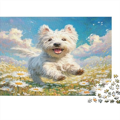 Puzzle Cane per Adulti e Bambini: 1000 Pezzi Cane Piccolo Prato Fiorito Sfida Giocosa Gioco Educativo Regalo Decorazione