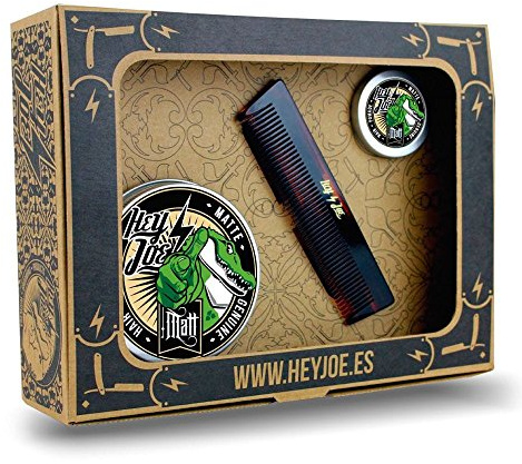 HEY JOE – Pomade Survival Kit matt | Mate-salvset innehåller salvan 100 ml, 15 ml och vår handgjorda fickkam