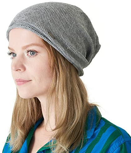 CHARM Casualbox | Linne sommarmössa säckig kylande stickad mössa unisex män kvinnor, Grå, en storlek