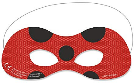 Procos 91352 - Gesichtsmaske Miraculous Ladybug, 6 Stück, Kindergeburtstag