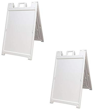 White 2-Pack of Plasticade Signicade Deluxe A-Frame Sidewalk Curb Sign Portable Folding Double-Sided Display with Quick-Change System