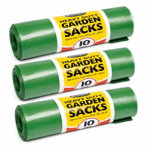 Bargain House - Green Garden Waste Sacks - Eco-Friendly Bags For Outdoor Waste Disposal - Durable & Compostable Garden Bags – Ideal For Leaves, Grass Clippings, Garden, Debris, Home,Lawn - Pack of 3