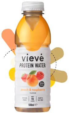 Vieve Protein Water 6x500ml - Peach & Raspberry | 20g Protein, Sugar Free, Fat Free & Dairy Free | A Ready to Drink Alternative to Protein Powders & Shakes | 6 Pack