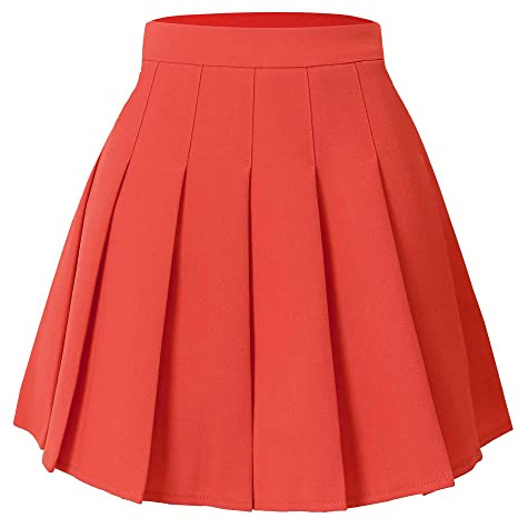 HOEREV Donne Ragazze Svasato Casual Mini Scuola Tennis Skater Casual Gonna Danza con Due Tasche Laterali e Pantaloncini Interni