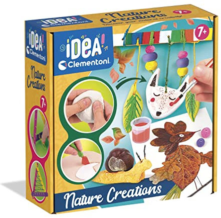 Clementoni IDEA Kreativ-Box - Basteln mit Naturmaterialien - Bastel-Set für Kinder ab 7 Jahren inkl. Salzteig, Temperafarben, Pinsel & mehr 18702