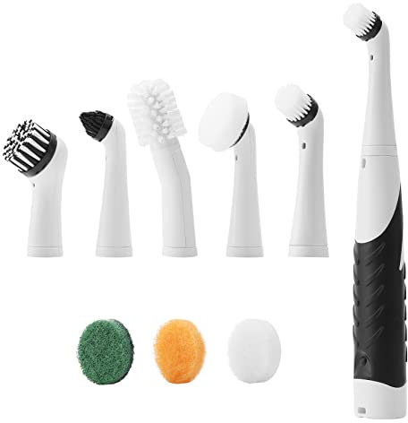 Electric Cleaning Brush for Tile And Tub, Electric Spin Scrubber Household Cleaning Brushes with 5 Heads and 3 Sponge Pads, Kitchen Accessories Suitable for Home, Bathroom Floor, Tub, Shower, Tile