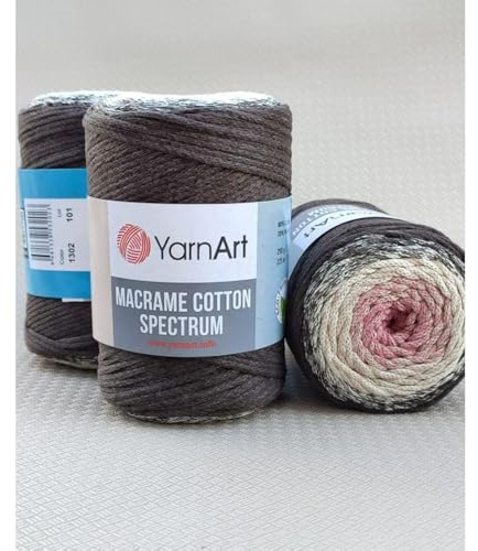 Garn Art Makramee Baumwolle Spektrum Makramee Schnur Harmonische Farben, einzigartige Makramee-Handwerk, 250 g, 246 m 80 % Baumwolle Makramee, buntes Makramee-Garn, Gewicht Kammgarn (1302)