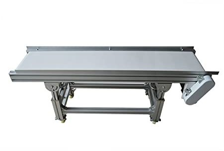 LGXEnzhuo 59 X 11.8 inch PU Belt Conveyor Industrial Transport Equipment Height Adjustable from 19.7 to 27.6 inch 110V 120W White