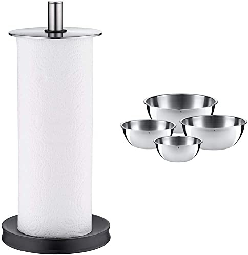 WMF Küchenrollenhalter Depot Cromargan Edelstahl rostfrei spülmaschinengeeignet & Schüssel-Set Gourmet für die Küche 4-teilig Edelstahl Cromargan Multifunktional als Rührschüssel