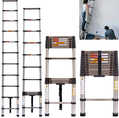3,2 m hohe ausziehbare Dachleiter für Dachrinnen-Claning, Teleskop-Trittleiter, Dachbodenleitern, ausziehbare Mehrzweck-Klappleiter, maximale Belastung 150 kg, EN131 zertifiziert