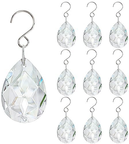 10 Stück Kristall Tropfen Prismen 38mm – Sonnenfänger Kronleuchter & Party | Kristall-Tropfenprismen, facettiert. Ersatzteile & Ornament für Kronleuchter, Fenster, Hochzeit, Party. Inkl. Aufh.