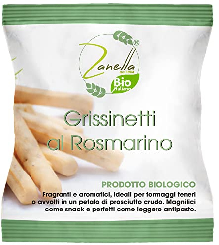 Snack Mini Grissini with Rosemary 30 g, with sunflower seed oil, 24 packets, organic snack, organic snack, aperitif