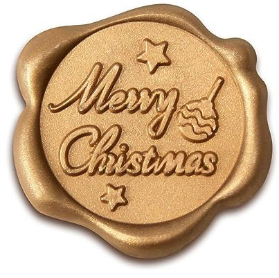 50 Stück Goldene Selbstklebende Wachssiegel im Herzmuster - Klassische Dekoration für Einladungen und Umschläge - Wachssiegelsticker Perfekt für Hochzeiten, Geburtstage und Partys (Merry Christmas)