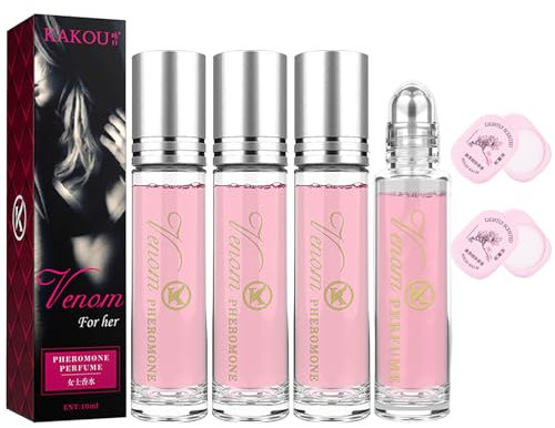 Pheromone Parfum Woman Roller Ball 4PCS Feromone Parfüm für Frauen Pheromone Perfume Venom Parfüm Pheromon Pheromone Oil Women Attract Him Men Parfüm Öl Frauen Pheromon-Parfüm mit 2 Fester Balsam