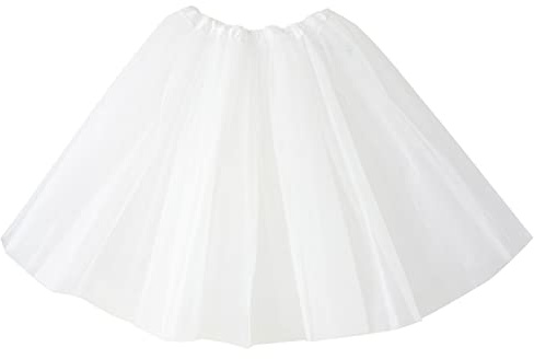 Tüllrock Damen Tütü Karneval Party Tutu Kurz 50er Rockabilly Petticoat Unterrock Ballet Minirock Faschingkostüm Cosplay Abendkleid Tanzkleid Kostüm 80er Jahre Outfit für Party (C-White, One Size)