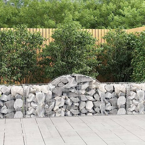 Homgoday Gabionenkörbe, 4 Stück, Bogenform, Eisen, 200 x 50 x 60/80 cm, Korb Mauer Gabionen, Steingabionenstein, Gartenmauer, Steinwand, Typ 1