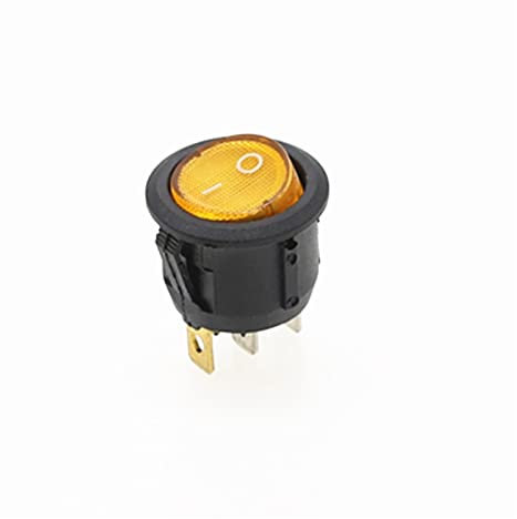 Interrupteur à bascule rond marche/arrêt lumière LED tableau de bord de voiture illuminé tableau de bord Van 12V 220V interrupteur à cercle complet Interrupteur électrique (Color : Gelb, Size : 12V