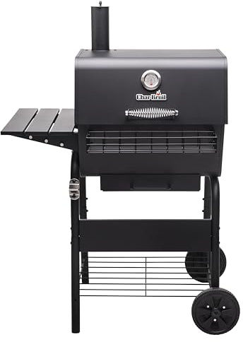 Char-Broil Barbacoa a Carbón M - Rejilla ajustable para carbón, extensible para formar un ahumador offset - Óptimo para cocinar al aire libre, jardín y patio