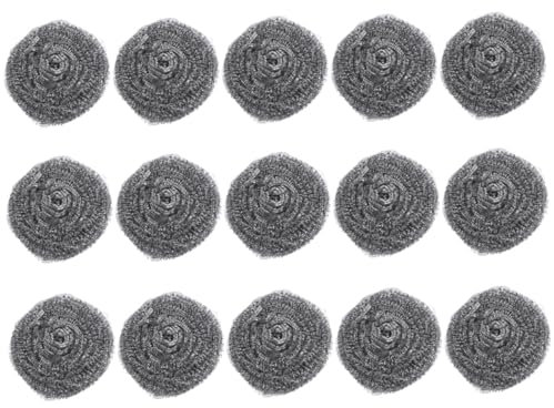 Cabilock 15piezas Lana de Acero para Limpieza Cepillos de Cocina para Lavar Ollas Fregador de Acero para Sartenes Cocina