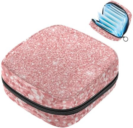 Pinke Damenbinden-Aufbewahrungstasche, große Menstruationstassentasche mit Reißverschluss, Periodeneinlagen, Slipeinlagen, Tampons für Mädchen und Frauen