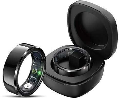 Smart Ring Android Fitness Tracker Ring Smartringe für Herren Damen Schlaftracker Schrittzähler Sport Smartring Fitnessring IOS Herzfrequenz Pulsmesser Fitnesstracker Gesundheitsring Schwarz Silber