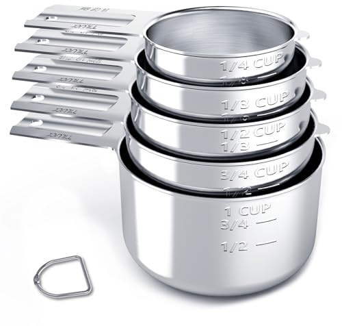TILUCK Stainless Steel Measuring Cups Set,Kitchen Gadgets for Cooking & Baking,Set of 5