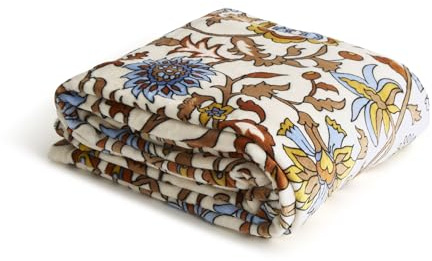 Vera Bradley Women's Fleece Oversized Throw Blanket, Marrakesh Vines Neutral